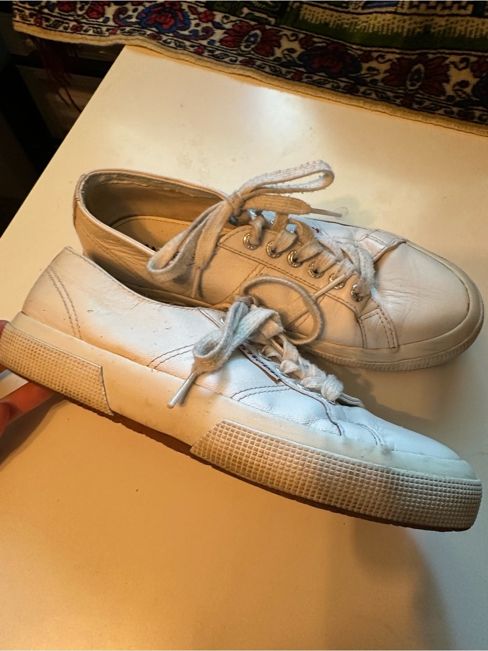 Superga Cream White Leather Low-Top Sneakers- Preppy Beach Summer